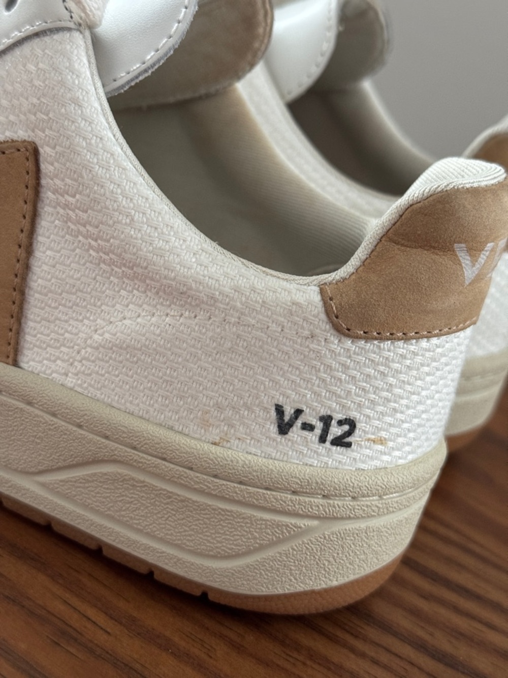 Veja V-12 B Mesh White Desert Mesh and Suede Sneakers - Picture 8 of 10